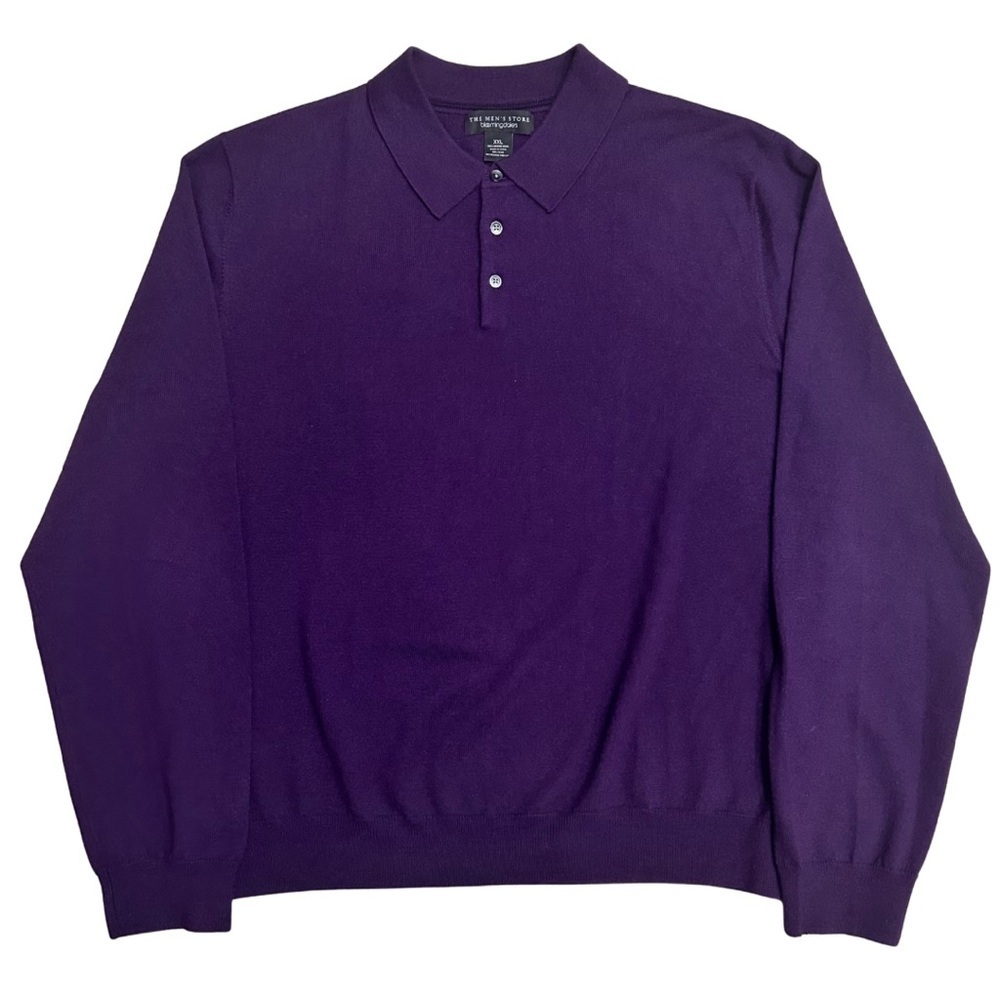 Bloomingdale’s The Men’s Store 100% Merino Wool Deep Purple Polo Shirt XXL EUC